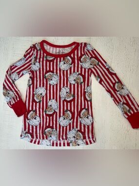 Caden Lane Santa Stripe Long Sleeve Kids Top